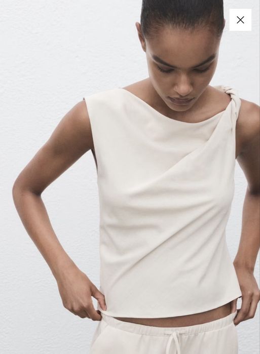 Mango дамска асиметрична и драпирана блуза