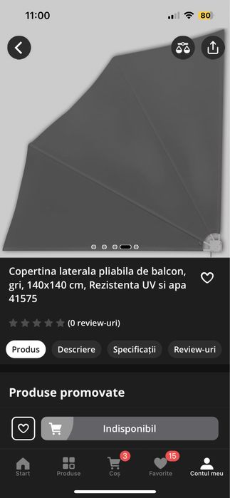 Copertina pliabila pentru balcon