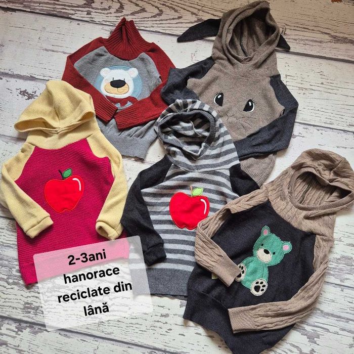 Hanorac din lana merino recilata copii 2-3ani