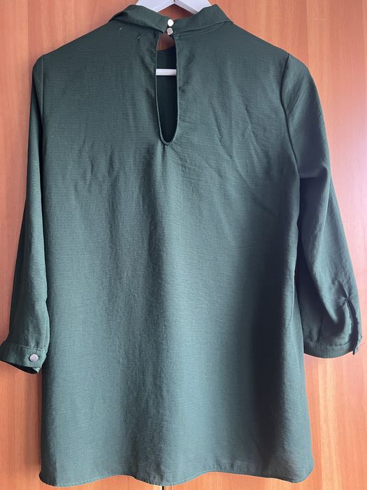 Bluza subtire, eleganta cu maneca 3/4 verde inchis Reserved, 38-40M