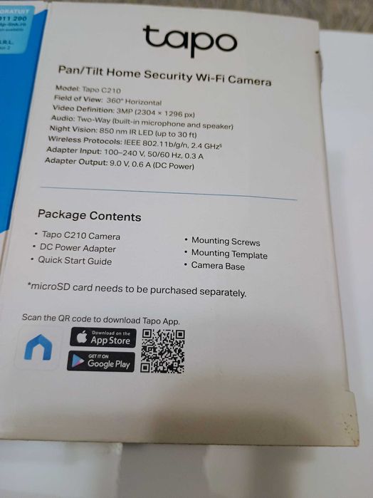ПРОМОЦИЯ!  Неизползвана, здрава охранителна камера TP-Link Tapo C210