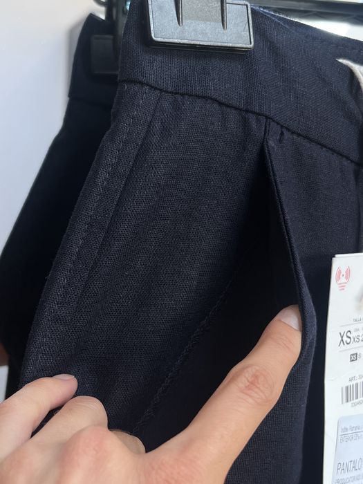 Zara, pantaloni cu talie joasă, 53% in, albastru închis
