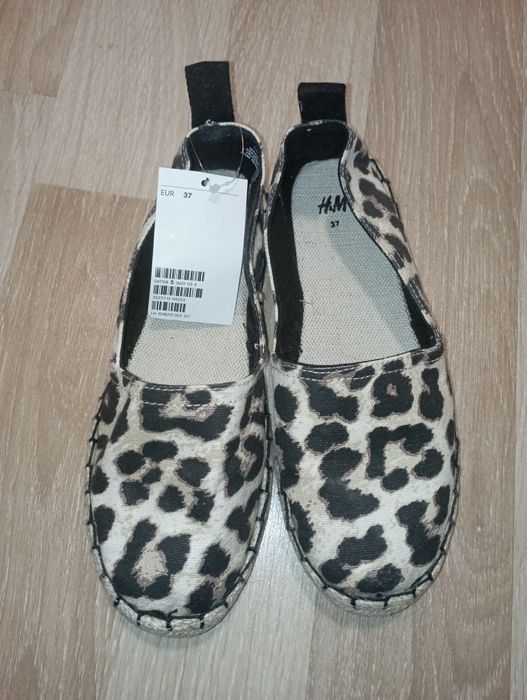 Espadrile bumbac cu iută animal print