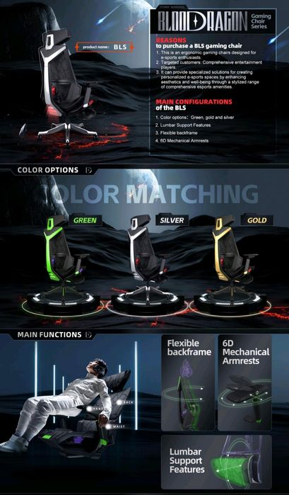 Hi-End игровое кресло ERGONOVA BLS эргономическое | гейминг | офис | д