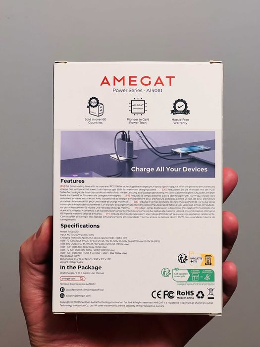 Incarcator laptop GaN Aukey Omnia II Mix 140W PA-B7O USB-PD 3.1