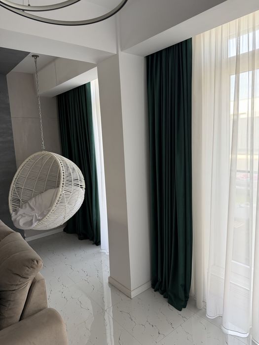 Draperii blackout catifea verde închis – 2 buc. H 2,75 m + perdele BONUS