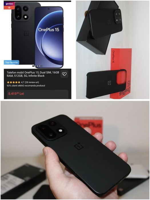 OnePlus 15 5G (Infinite Black) 512GB / 16+12GB RAM Global cu Factură
