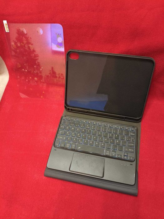 Husă tastatură iPad 11/10 Gen, touchpad, iluminare 7 culori + folie