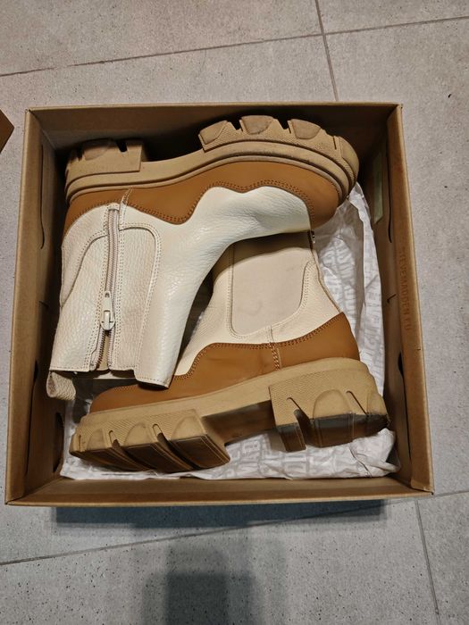 Кожени боти Steve Madden- Merylin, Бежов, Крем, 32 EU естествена кожа