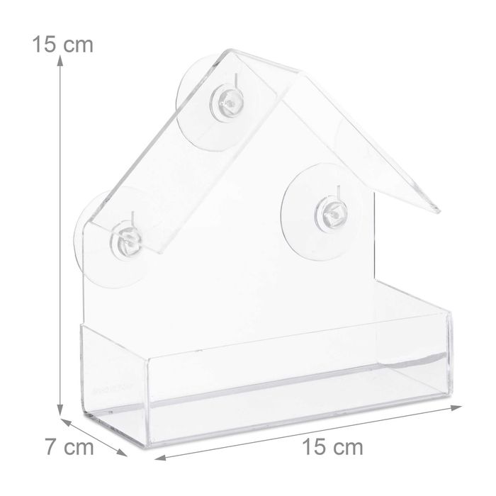 Hranitoare pasari pentru fereastra cu ventuze 300ml transparent 15x15