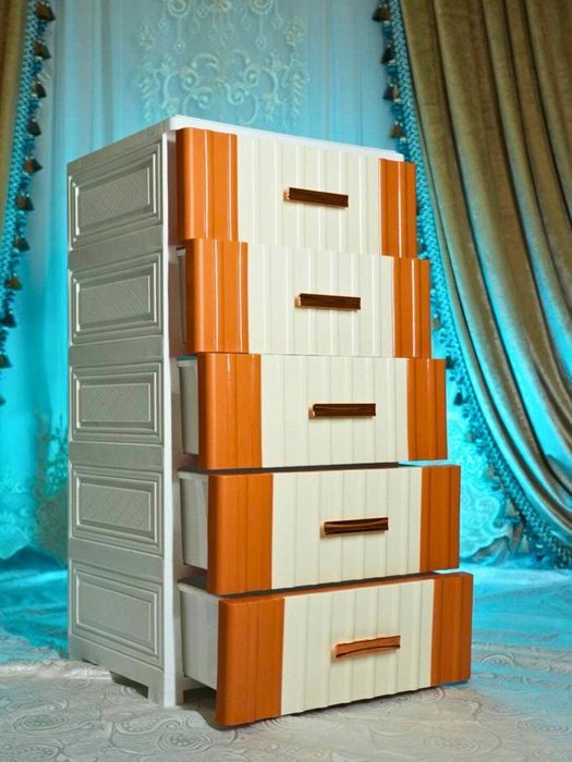 Комод пластиковый 5-ярусный (3 цвета: зелёный, кофе, оранжевый)

• Уни