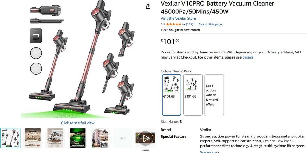 Aspirator vertical cu acumulator Vexilar V10PRO 45000Pa/450W sigilat