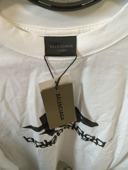 Balenciaga бяла тениска с дълъг ръкав