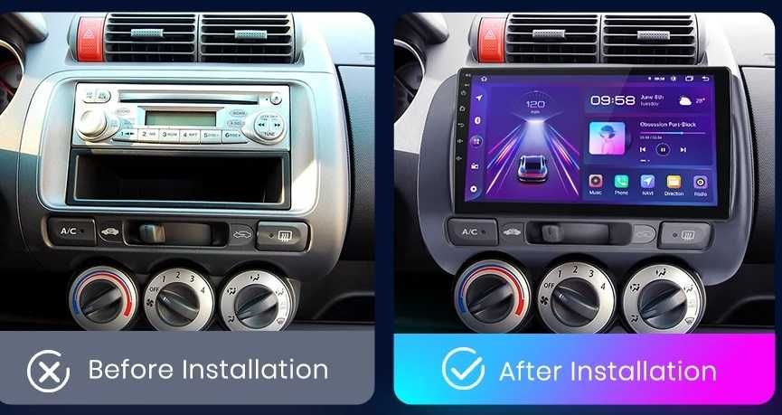 Мултимедия 9" Android 14 за Honda Jazz I Навигация GPS CARPLAY DSP