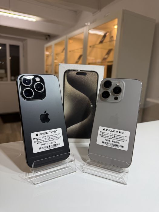  iPhone 15 Pro black si natural • Garantie 2 ani • + cadou