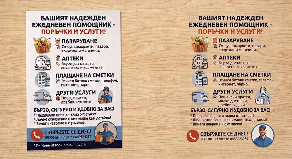 Личен асистент / Доставка на покупки, аптека и сметки - Нова Загора