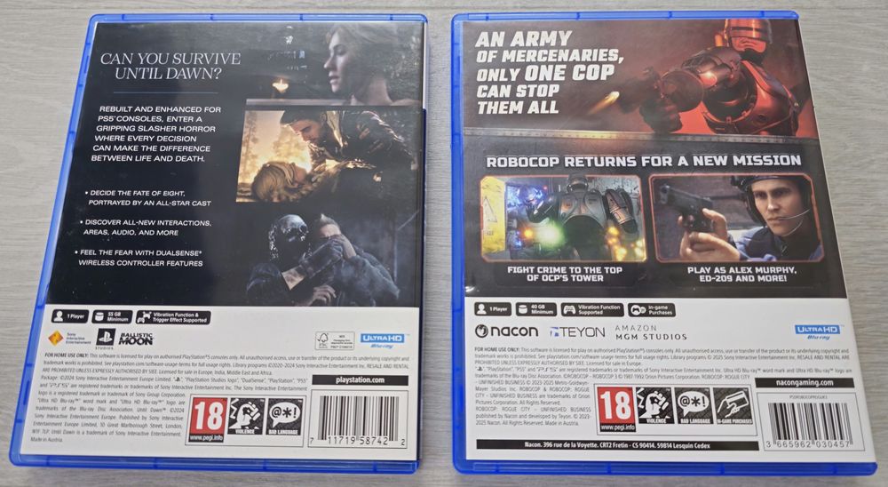 Ocazie! Cel mai ieftin de pe tara!  Prima mana! Impecabile! Until Dawn PS5 + Robocop Unfinished Business PS5