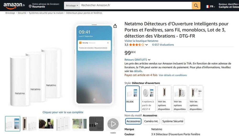 Netatmo DTG-FR Detectoare inteligente de deschidere uși și ferestre