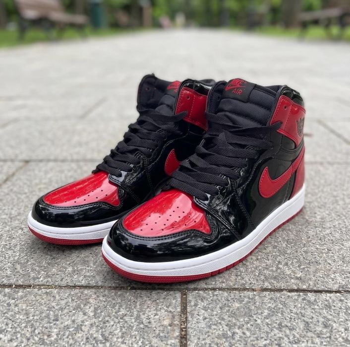 Adidasi Jordan 1 High Patent Bred - Adidasi Fete Baieti
