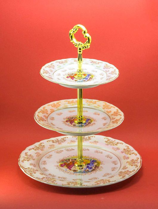 2 красные вазы с белой апликацией "Ромашки" - #Богема #Чехословакия