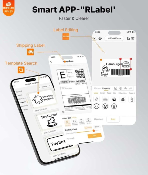 Rongta Bluetooth термопринтер за етикети, Еконт, Спиди, товарителници