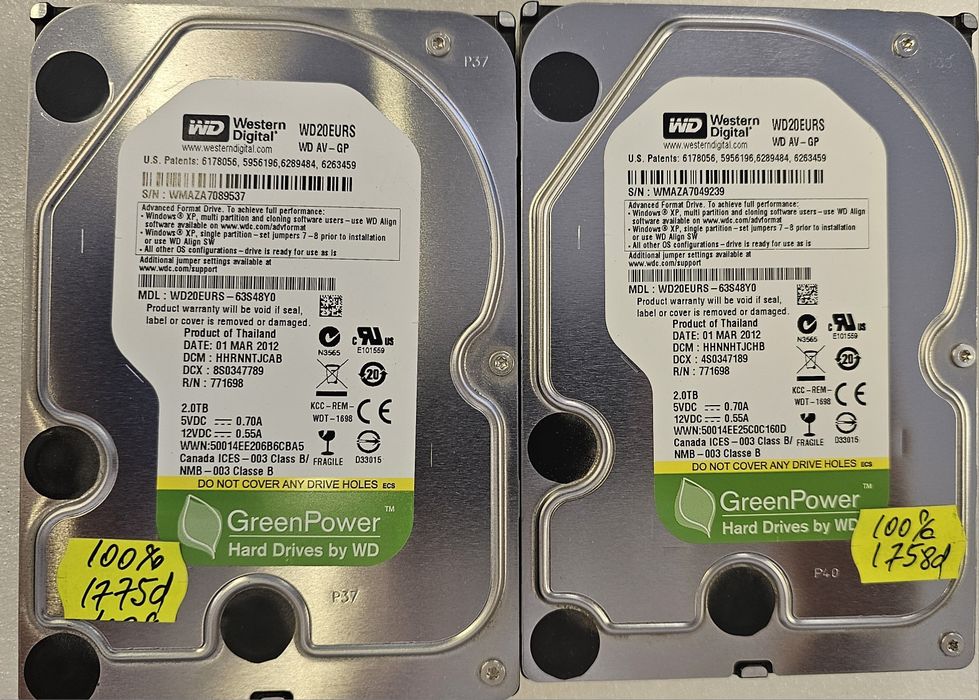 HDD 2TB WD GREEN Nas,server, video recording