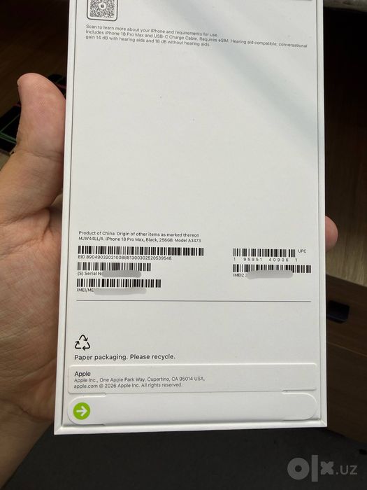 iPhone 18 Pro Max 256GB/Black (eSim+eSim)