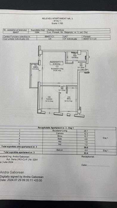 Inchiriez apart. 3 camere, 63 mp |Bloc nou| Parcare inclusă | Floresti