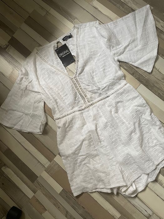 Romper/jumpsuit/salopeta alb Boohoo S