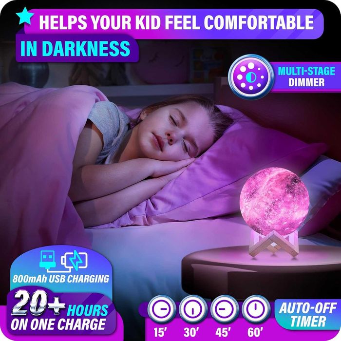 Лампа Galaxy Moon с 16 цвята с дистанционно