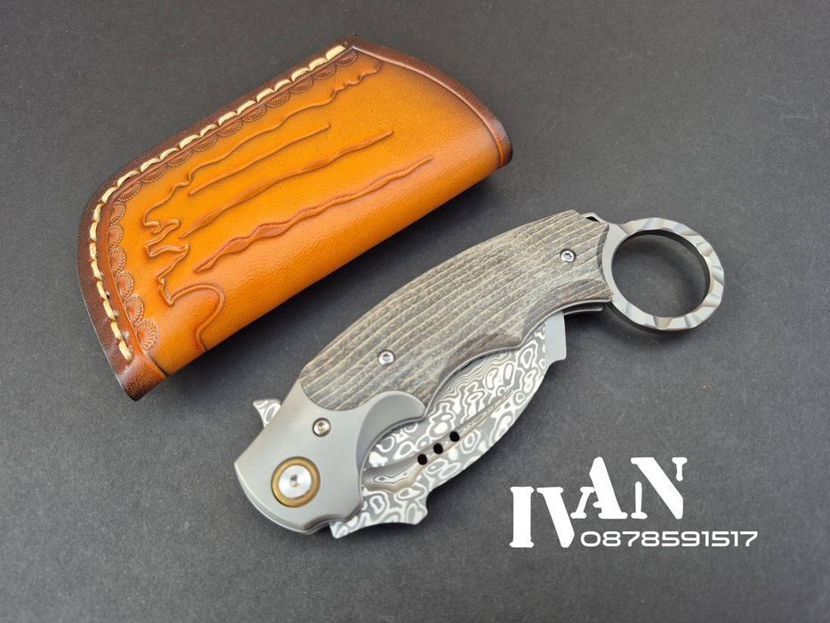 Сгъваем нож-Карамбит-Tyrannosaur Claw-VG10 Дамаска стомана