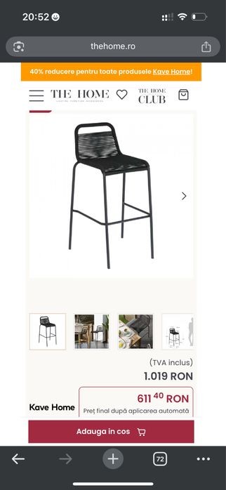 Scaun de bar The Home nou in cutie