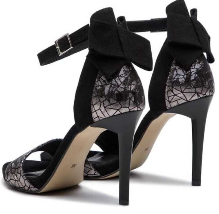 Sandale dama Karino negre cu decoratiuni argintii-bronz , 37