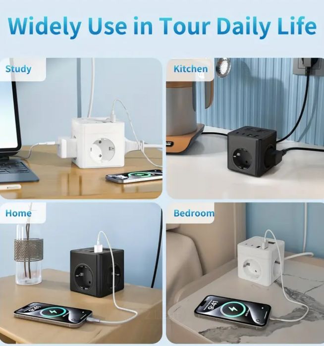 Разклонител тип "КУБ", с кабел 1,5м.