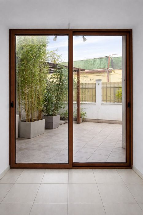 Ușă Glisantă Aluminiu Termopan Stejar - 201 x 257 cm - Stare Excelentă