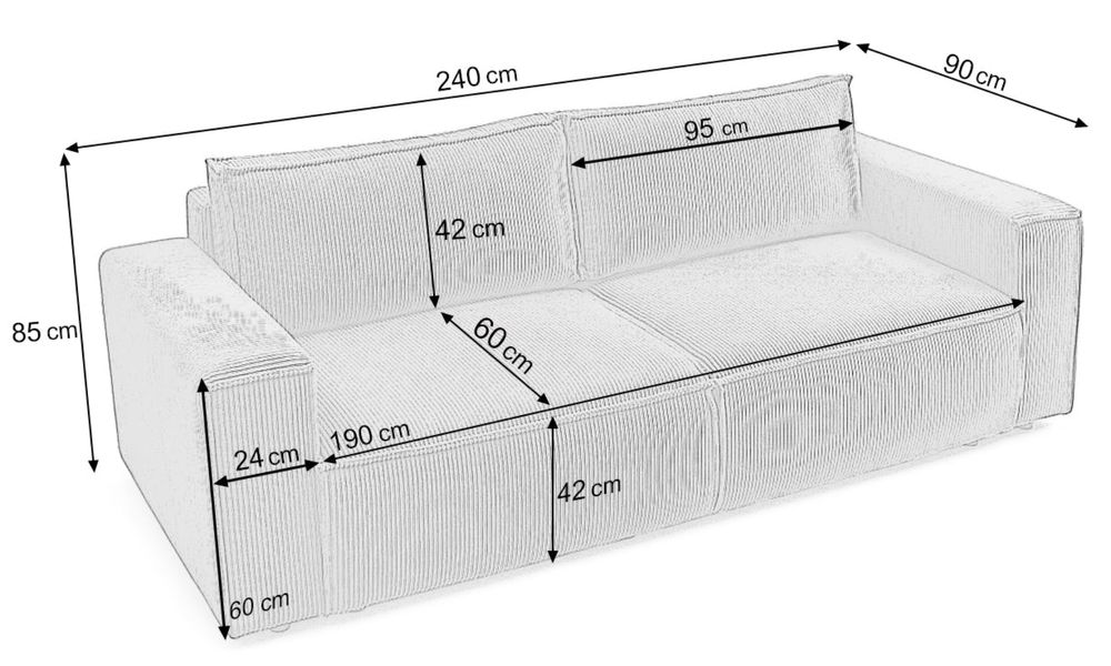 Canapea extensibila moderna 3 locuri, gri inchis, lada depozitare, 240 cm