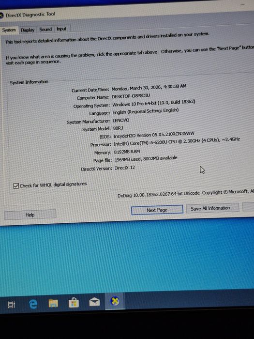 Laptop Lenovo 17.3 inch , i5 gen6 , ssd 256g