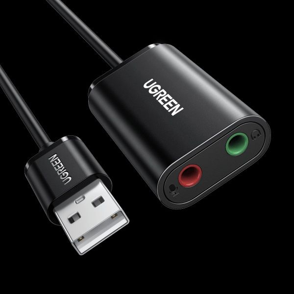 Аудио адаптер для наушников Ugreen, USB-3,5 мм, звуковая карта, с usb