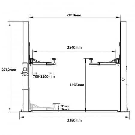 Elevator 2 coloane 4T blocaj manual 380V, cod-ST8138-380V