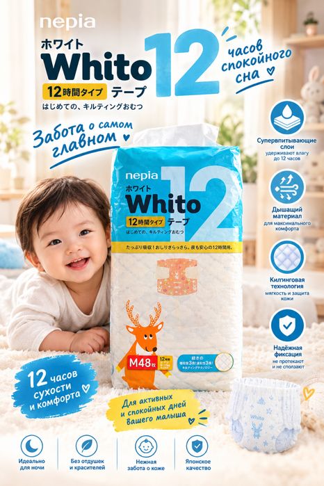 Подгузники Whito. Размер М-ка