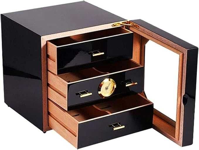 Малък кедров кабинет, За до 50-60 пури, Със хидрометър и овлажнител