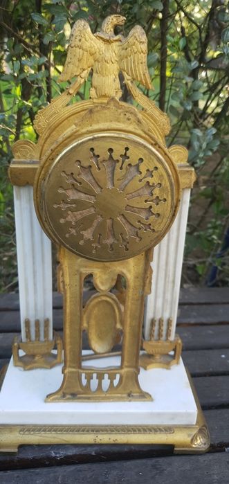 Impresionant ceas de semineu frantuzesc marmura cu bronz doree antik