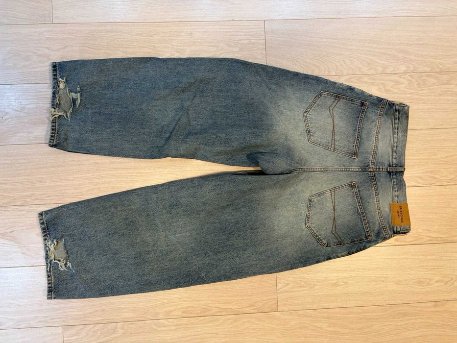 Balenciaga SS23 Baggy Skater Demna Mud Show Ripped Jeans Blue