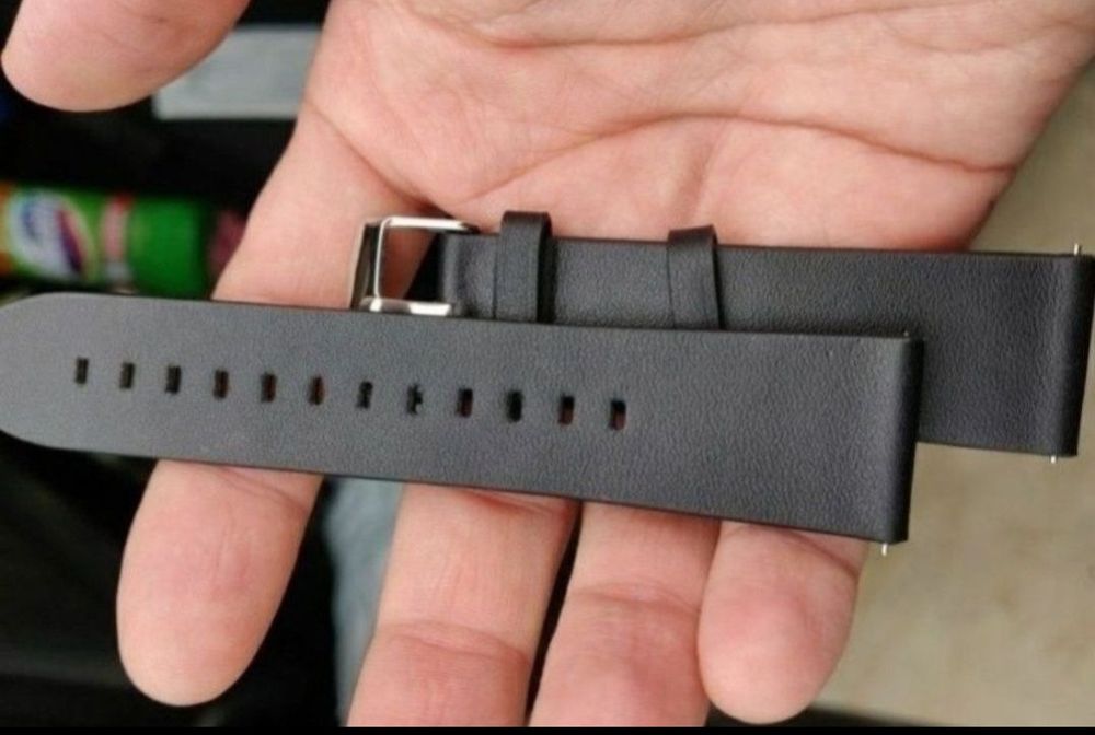 Curea neagra piele subtire 22mm Samsung watch s3 frontier Seiko negru