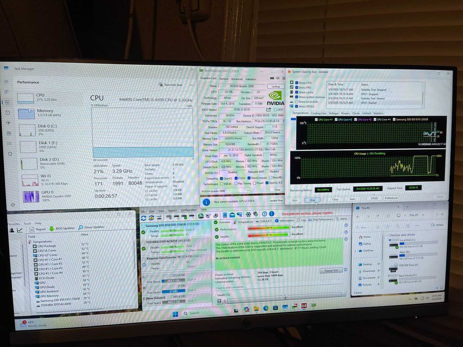 Unitate PC HP ProDesk 400 G3 I5-6500 4GB RAM SSD+HDD Quadro 2000 1GB