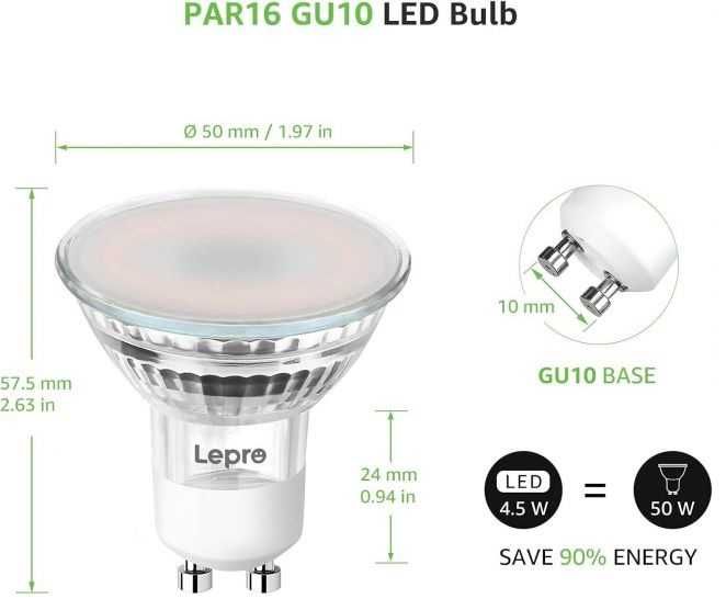 Смарт Wi-Fi LED Крушки Lepro GU10 - Комплект от 4 Броя, APP и гласово