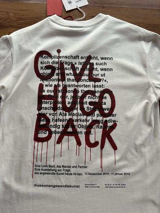 Мъжка,памучна,бяла тениска Hugo BOSS с голяма щампа на гърба