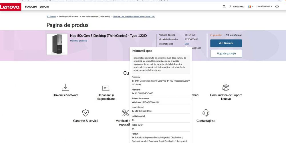 Pc Neo 50s Gen 5  (ThinkCentre) - Type 12XD , ddr5 , i5 14400  nou
