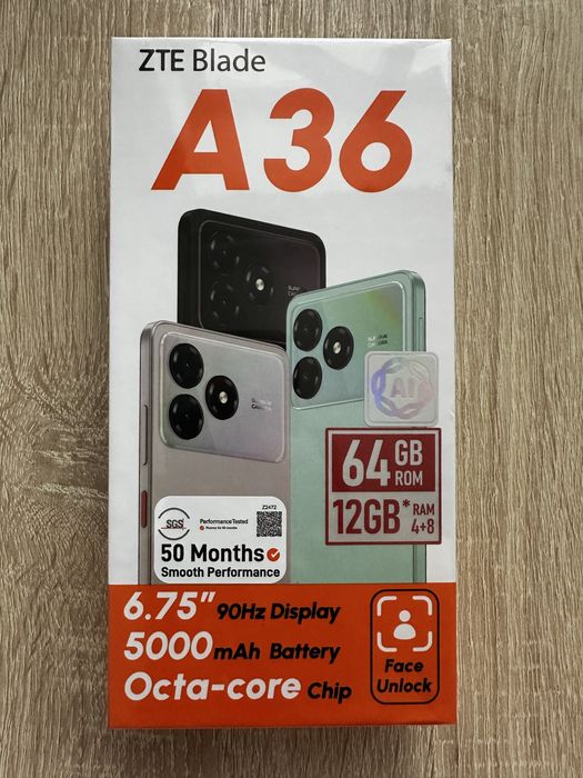 ZTE A36 черного цвета смартфон