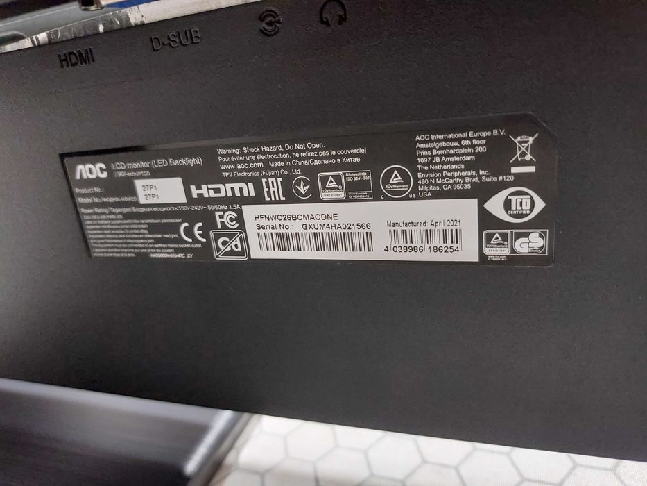 Монитор AOC 27P1 ,като нов